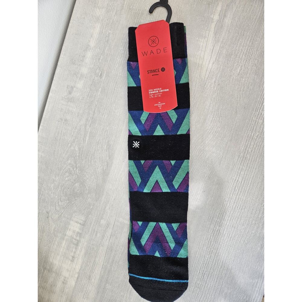 Stance Dwayne Wade socks Large/ X-large Blue Purple Stripes Black Cotton